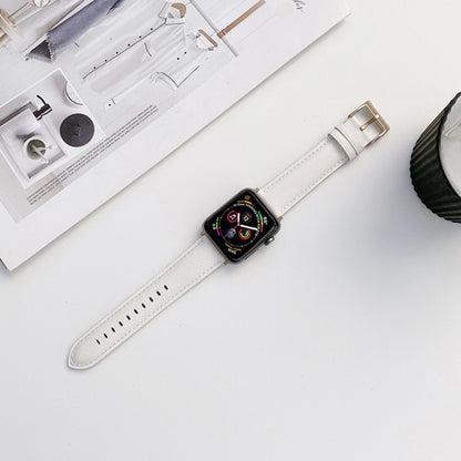 Genuine Leather Watch Band For Apple Watch Ultra 49mm&Watch Ultra 2 49mm / Series 9&8&7 45mm / SE 3&SE 2&6&SE&5&4 44mm / 3&2&1 42mm(White) by buy2fix