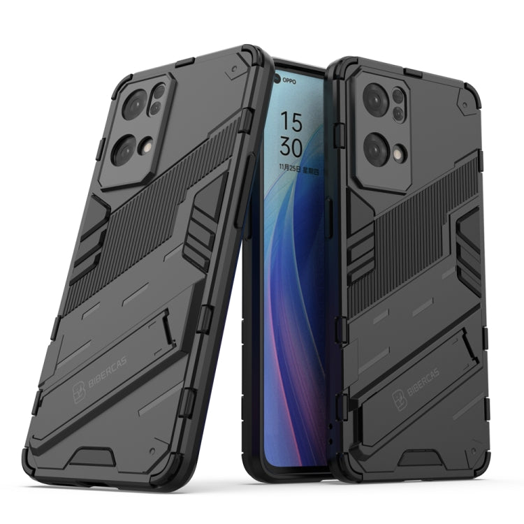 For OPPO Reno7 Pro 5G Punk Armor 2 in 1 PC + TPU Shockproof Phone Case with Invisible Holder(Black) by buy2fix
