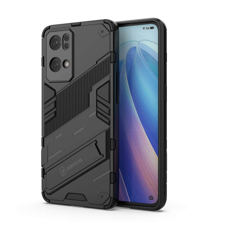 For OPPO Reno7 Pro 5G Punk Armor 2 in 1 PC + TPU Shockproof Phone Case with Invisible Holder(Black) by buy2fix