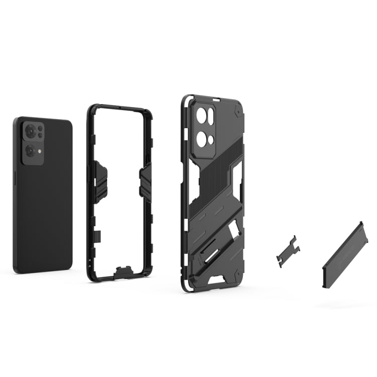 For OPPO Reno7 Pro 5G Punk Armor 2 in 1 PC + TPU Shockproof Phone Case with Invisible Holder(Black) by buy2fix