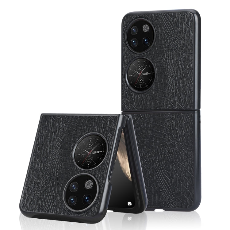 For Huawei P50 Pocket Crocodile Texture Folding Phone Case(Black) - Huawei Cases by buy2fix | Online Shopping UK | buy2fix