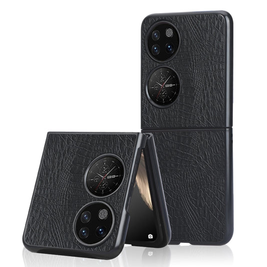 For Huawei P50 Pocket Crocodile Texture Folding Phone Case(Black) - Huawei Cases by buy2fix | Online Shopping UK | buy2fix