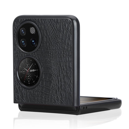 For Huawei P50 Pocket Crocodile Texture Folding Phone Case(Black) - Huawei Cases by buy2fix | Online Shopping UK | buy2fix