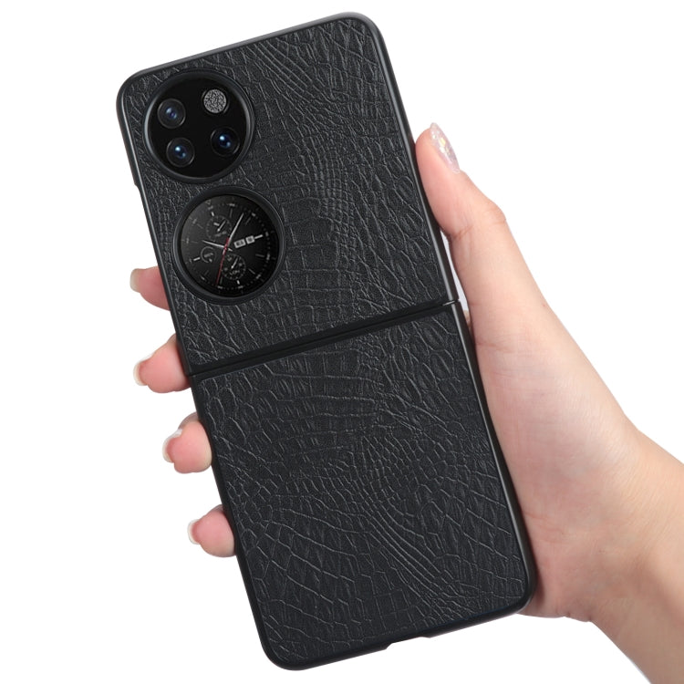 For Huawei P50 Pocket Crocodile Texture Folding Phone Case(Black) - Huawei Cases by buy2fix | Online Shopping UK | buy2fix