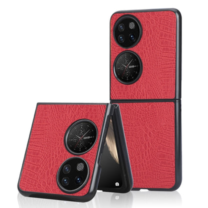 For Huawei P50 Pocket Crocodile Texture Folding Phone Case(Red) - Huawei Cases by buy2fix | Online Shopping UK | buy2fix