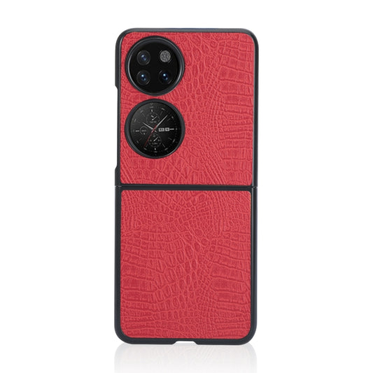 For Huawei P50 Pocket Crocodile Texture Folding Phone Case(Red) - Huawei Cases by buy2fix | Online Shopping UK | buy2fix