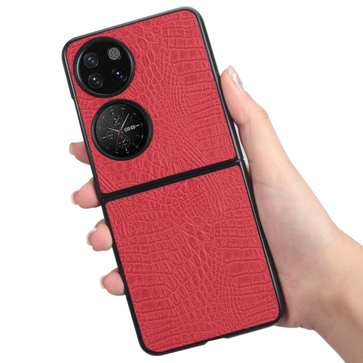 For Huawei P50 Pocket Crocodile Texture Folding Phone Case(Red) - Huawei Cases by buy2fix | Online Shopping UK | buy2fix