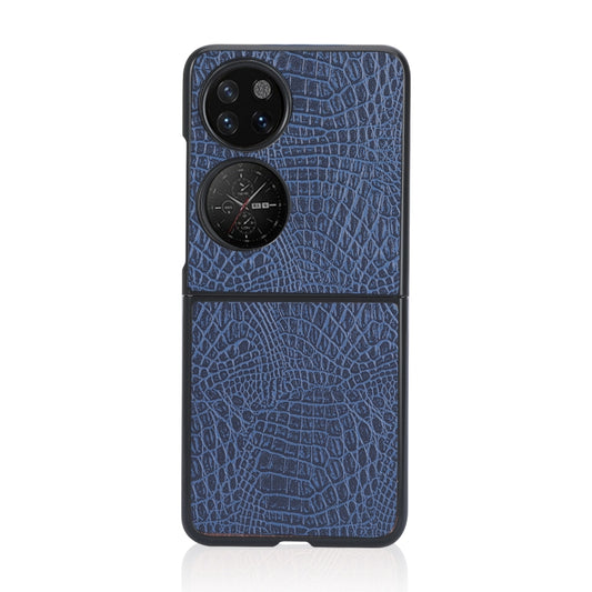 For Huawei P50 Pocket Crocodile Texture Folding Phone Case(Blue) - Huawei Cases by buy2fix | Online Shopping UK | buy2fix