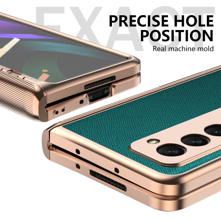 For Samsung Galaxy Z Fold2 5G Electroplated Armor Cross Texture Phone Case(Cyan) by buy2fix