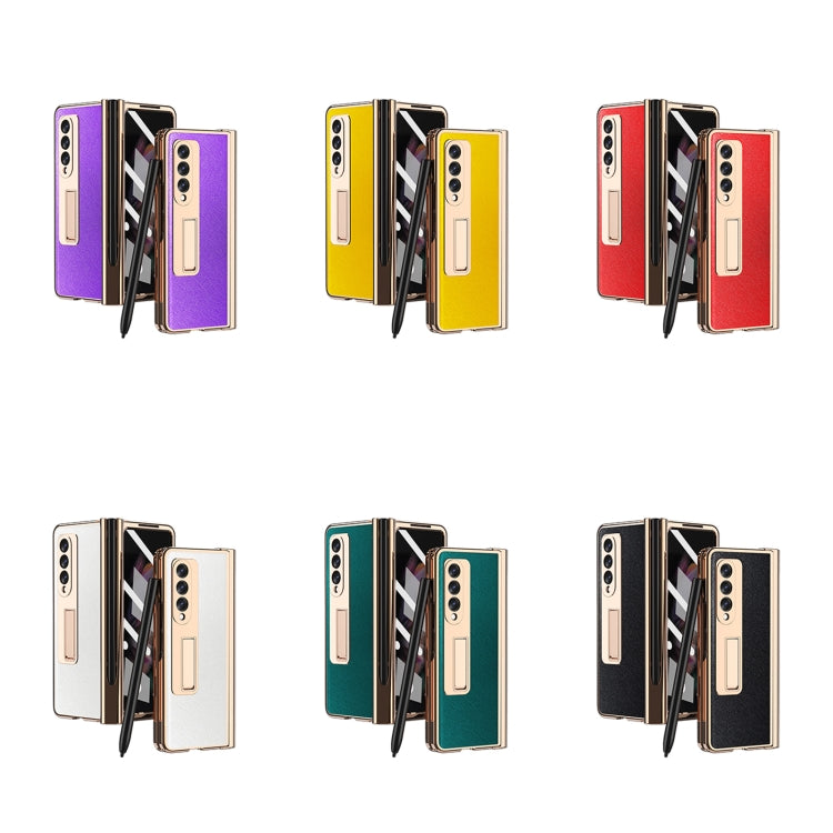 For Samsung Galaxy Z Fold3 5G Electroplated Hinge Pen Slot Cross Phone Case(Green) by buy2fix