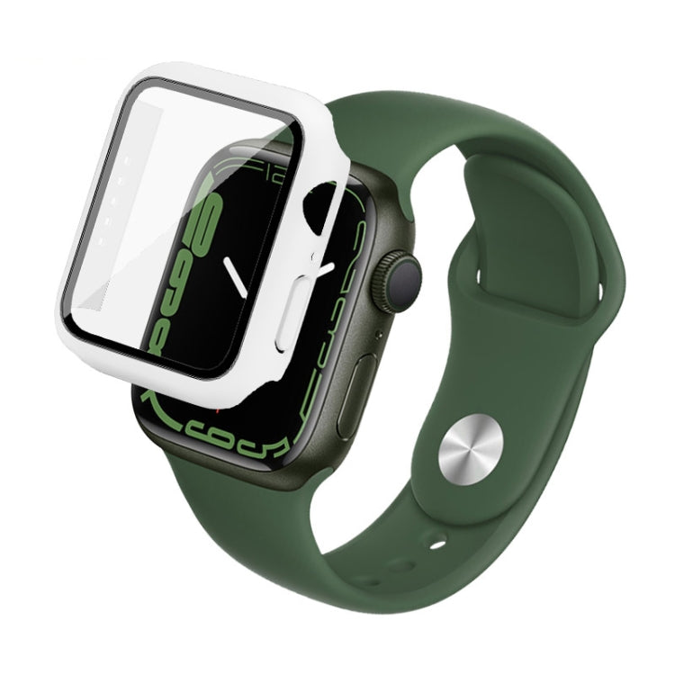 imak PC Case with Tempered Glass Film For Apple Watch Series 8 / 7 45mm(White) - Watch Cases by imak | Online Shopping UK | buy2fix
