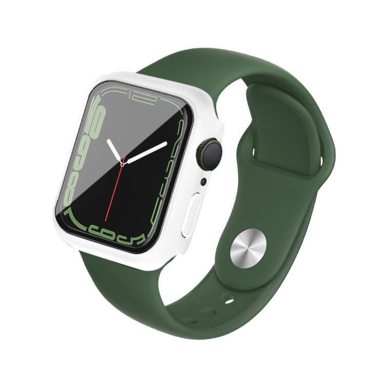 imak PC Case with Tempered Glass Film For Apple Watch Series 8 / 7 45mm(White) - Watch Cases by imak | Online Shopping UK | buy2fix