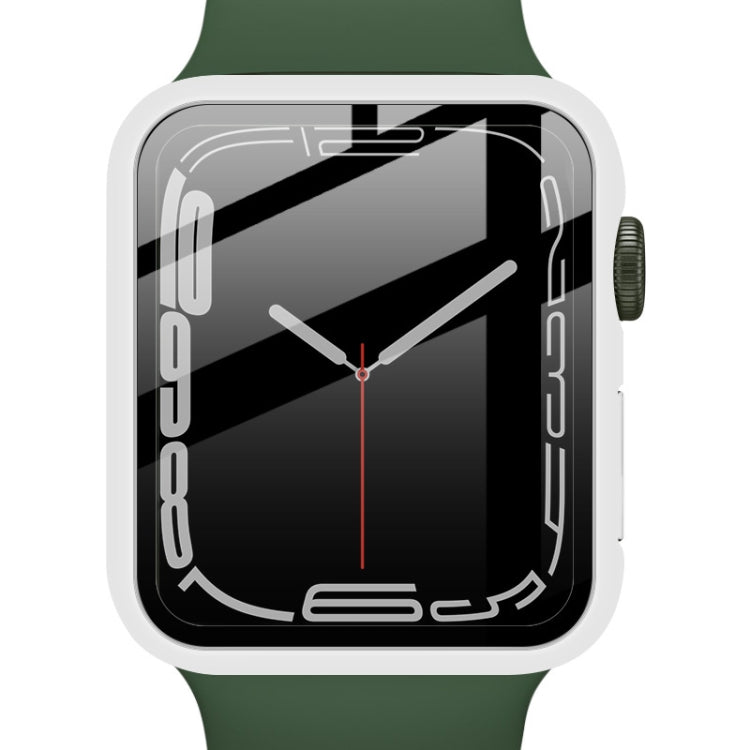 imak PC Case with Tempered Glass Film For Apple Watch Series 8 / 7 45mm(White) - Watch Cases by imak | Online Shopping UK | buy2fix