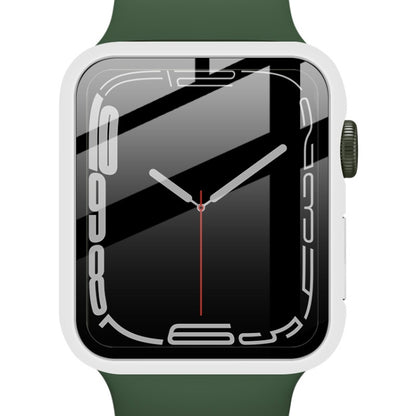 imak PC Case with Tempered Glass Film For Apple Watch Series 8 / 7 45mm(White) - Watch Cases by imak | Online Shopping UK | buy2fix