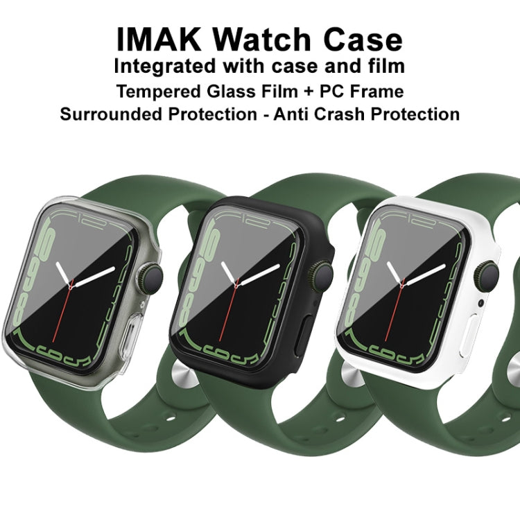 imak PC Case with Tempered Glass Film For Apple Watch Series 8 / 7 45mm(White) - Watch Cases by imak | Online Shopping UK | buy2fix
