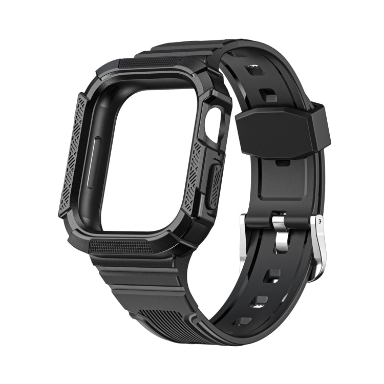 Two-color Integrated Watch Band For Apple Watch Series 7 45mm / 6&SE&5&4 44mm(Black + Black Frame) - Watch Bands by buy2fix | Online Shopping UK | buy2fix