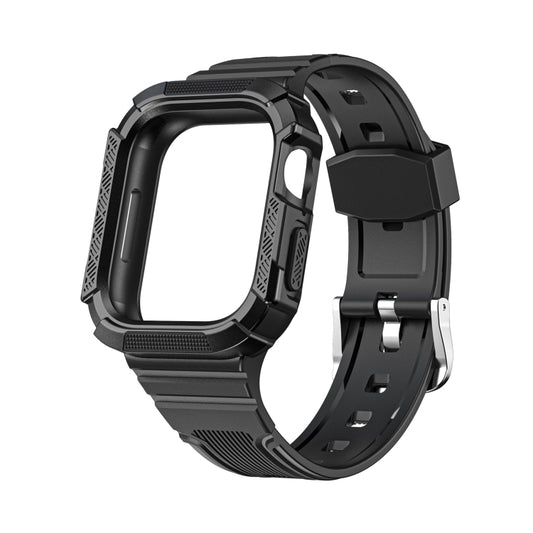 Two-color Integrated Watch Band For Apple Watch Series 7 45mm / 6&SE&5&4 44mm(Black + Black Frame) - Watch Bands by buy2fix | Online Shopping UK | buy2fix