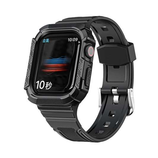 Two-color Integrated Watch Band For Apple Watch Series 7 45mm / 6&SE&5&4 44mm(Black + Black Frame) - Watch Bands by buy2fix | Online Shopping UK | buy2fix