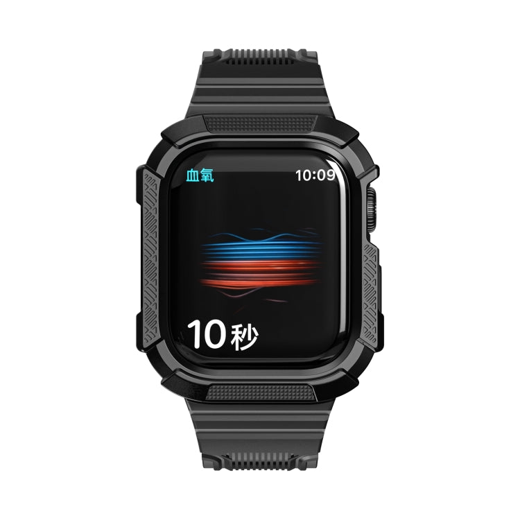 Two-color Integrated Watch Band For Apple Watch Series 7 45mm / 6&SE&5&4 44mm(Black + Black Frame) - Watch Bands by buy2fix | Online Shopping UK | buy2fix