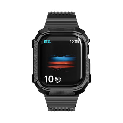 Two-color Integrated Watch Band For Apple Watch Series 7 45mm / 6&SE&5&4 44mm(Black + Black Frame) - Watch Bands by buy2fix | Online Shopping UK | buy2fix