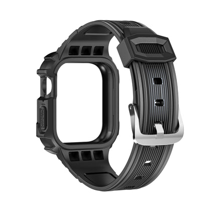 Two-color Integrated Watch Band For Apple Watch Series 7 45mm / 6&SE&5&4 44mm(Black + Black Frame) - Watch Bands by buy2fix | Online Shopping UK | buy2fix