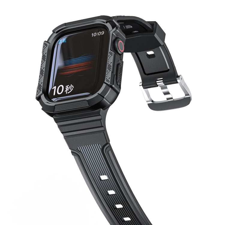 Two-color Integrated Watch Band For Apple Watch Series 7 45mm / 6&SE&5&4 44mm(Black + Black Frame) - Watch Bands by buy2fix | Online Shopping UK | buy2fix