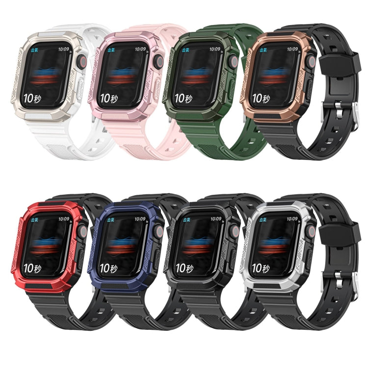 Two-color Integrated Watch Band For Apple Watch Series 7 45mm / 6&SE&5&4 44mm(Black + Black Frame) - Watch Bands by buy2fix | Online Shopping UK | buy2fix