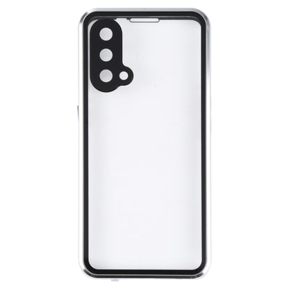 For OnePlus Nord CE 5G Full Cover Magnetic Metal Tempered Glass Phone Case(Silver) - OnePlus Cases by buy2fix | Online Shopping UK | buy2fix