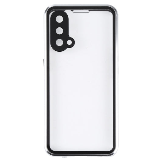 For OnePlus Nord CE 5G Full Cover Magnetic Metal Tempered Glass Phone Case(Silver) - OnePlus Cases by buy2fix | Online Shopping UK | buy2fix