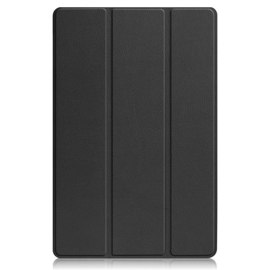 For Lenovo Tab P12 Pro 12.6 Three-folding Holder Custer Texture Leather Tablet Case(Black) - Lenovo by buy2fix | Online Shopping UK | buy2fix
