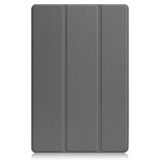 For Lenovo Tab P12 Pro 12.6 Three-folding Holder Custer Texture Leather Tablet Case(Grey) - Lenovo by buy2fix | Online Shopping UK | buy2fix