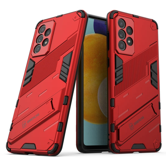 For Samsung Galaxy A73 5G Punk Armor 2 in 1 PC + TPU Shockproof Phone Case with Invisible Holder(Red) - Galaxy Phone Cases by buy2fix | Online Shopping UK | buy2fix
