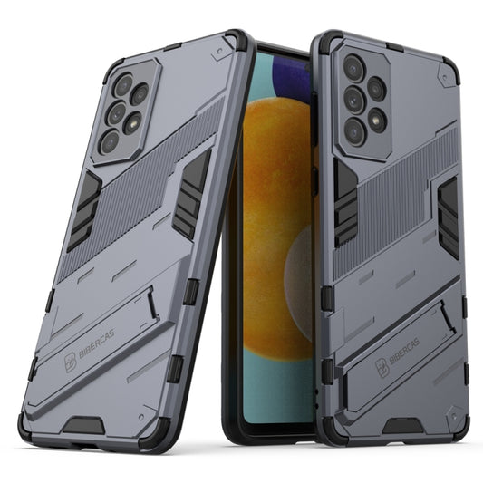 For Samsung Galaxy A73 5G Punk Armor 2 in 1 PC + TPU Shockproof Phone Case with Invisible Holder(Gray) - Galaxy Phone Cases by buy2fix | Online Shopping UK | buy2fix