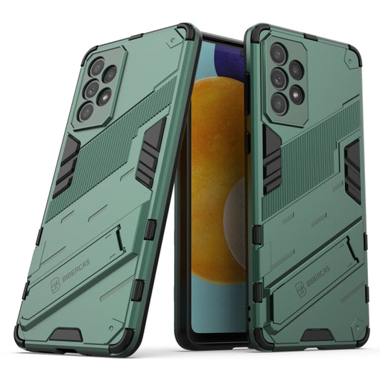 For Samsung Galaxy A73 5G Punk Armor 2 in 1 PC + TPU Shockproof Phone Case with Invisible Holder(Green) - Galaxy Phone Cases by buy2fix | Online Shopping UK | buy2fix