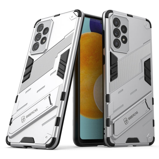 For Samsung Galaxy A73 5G Punk Armor 2 in 1 PC + TPU Shockproof Phone Case with Invisible Holder(White) - Galaxy Phone Cases by buy2fix | Online Shopping UK | buy2fix