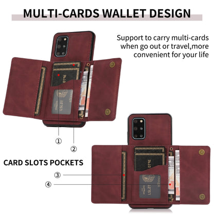 For Samsung Galaxy S20 Three-fold Leather Phone Case with Card Slot & Wallet & Holder(Wine Red) by buy2fix