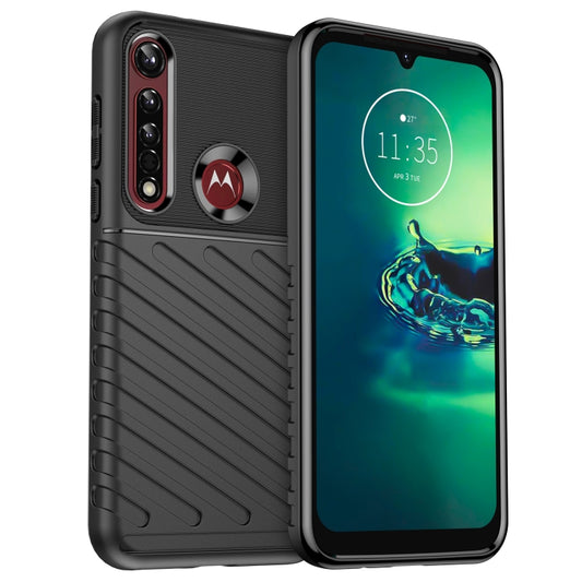 For Motorola One Vision Plus Thunderbolt Shockproof TPU Protective Soft Phone Case(Black) - Motorola Cases by buy2fix | Online Shopping UK | buy2fix