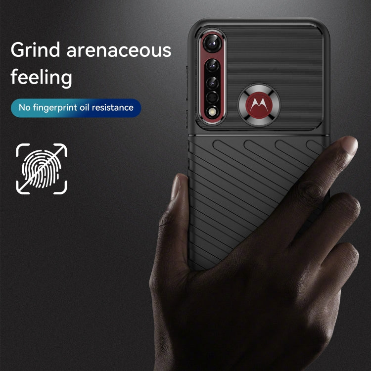 For Motorola One Vision Plus Thunderbolt Shockproof TPU Protective Soft Phone Case(Black) - Motorola Cases by buy2fix | Online Shopping UK | buy2fix