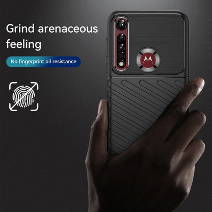 For Motorola One Vision Plus Thunderbolt Shockproof TPU Protective Soft Phone Case(Black) - Motorola Cases by buy2fix | Online Shopping UK | buy2fix