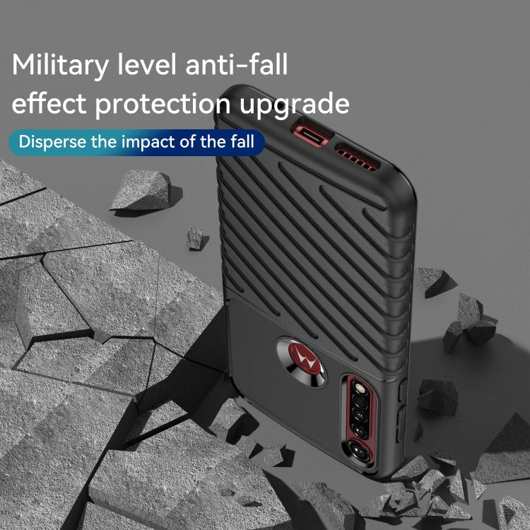 For Motorola One Vision Plus Thunderbolt Shockproof TPU Protective Soft Phone Case(Black) - Motorola Cases by buy2fix | Online Shopping UK | buy2fix