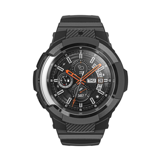 For Samsung Galaxy Watch4 Classic 42mm Carbon Fiber Sport Silicone Integrated Watch Band(Black) - Watch Bands by buy2fix | Online Shopping UK | buy2fix