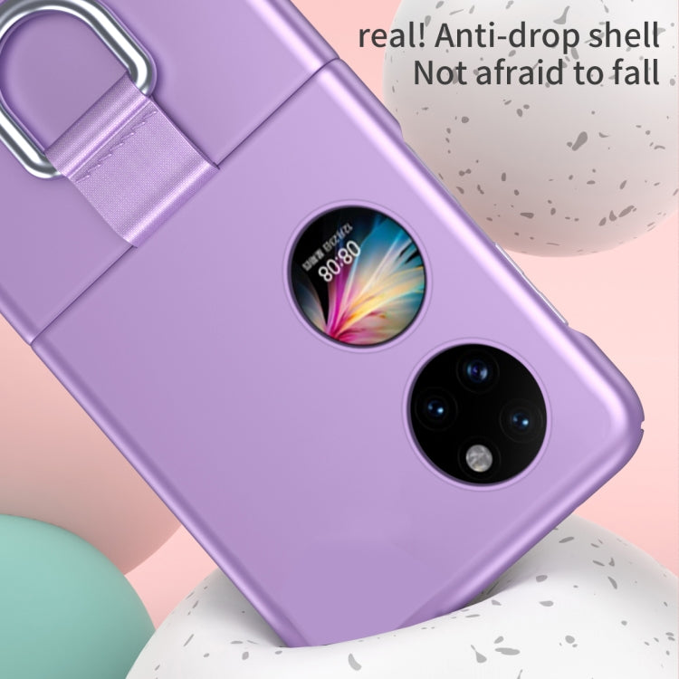 For Huawei P50 Pocket Ribbon Lanyard Skin Feel Phone Case(Purple) - Huawei Cases by buy2fix | Online Shopping UK | buy2fix