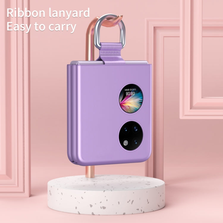 For Huawei P50 Pocket Ribbon Lanyard Skin Feel Phone Case(Purple) - Huawei Cases by buy2fix | Online Shopping UK | buy2fix