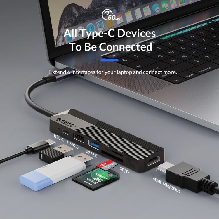 ORICO MDK-6P-GY-BP 6 In 1 Type-C / USB-C Multifunctional Docking Station(Grey) - USB HUB by ORICO | Online Shopping UK | buy2fix