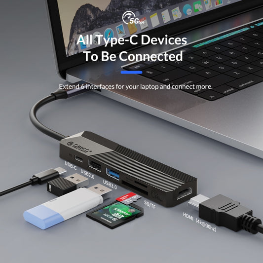 ORICO MDK-6P-GY-BP 6 In 1 Type-C / USB-C Multifunctional Docking Station(Grey) - USB HUB by ORICO | Online Shopping UK | buy2fix