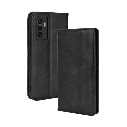 For vivo S10e / V23e 4G / 5G Magnetic Buckle Retro Texture Leather Phone Case(Black) - vivo Cases by buy2fix | Online Shopping UK | buy2fix
