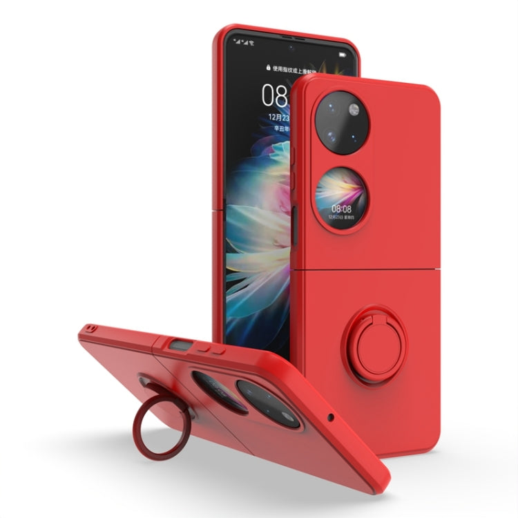For Huawei P50 Pocket Ring Holder PC Phone Case(Red) - Huawei Cases by buy2fix | Online Shopping UK | buy2fix
