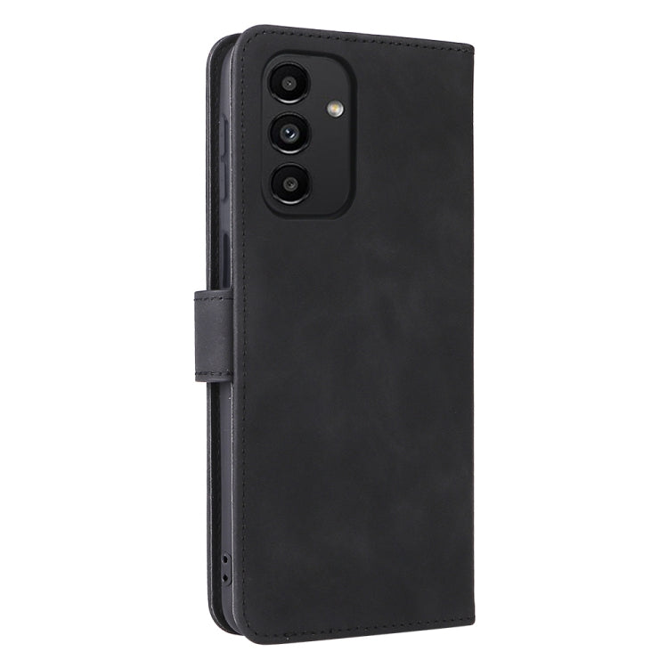 For Samsung Galaxy A13 4G Skin Feel Magnetic Buckle Calf Texture PU Phone Case(Black) by buy2fix