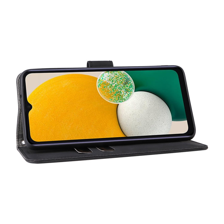 For Samsung Galaxy A13 4G Skin Feel Magnetic Buckle Calf Texture PU Phone Case(Black) by buy2fix