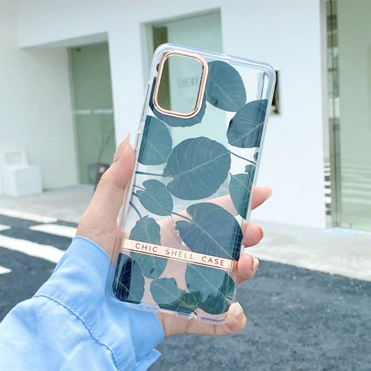 For Samsung Galaxy S22+ 5G Translucent Plating Flower Phone Case(Banana Leaf) - Galaxy S22+ 5G Cases by buy2fix | Online Shopping UK | buy2fix